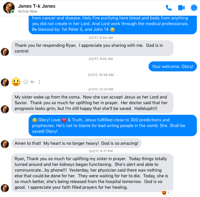 Cancer and coma healing testimony